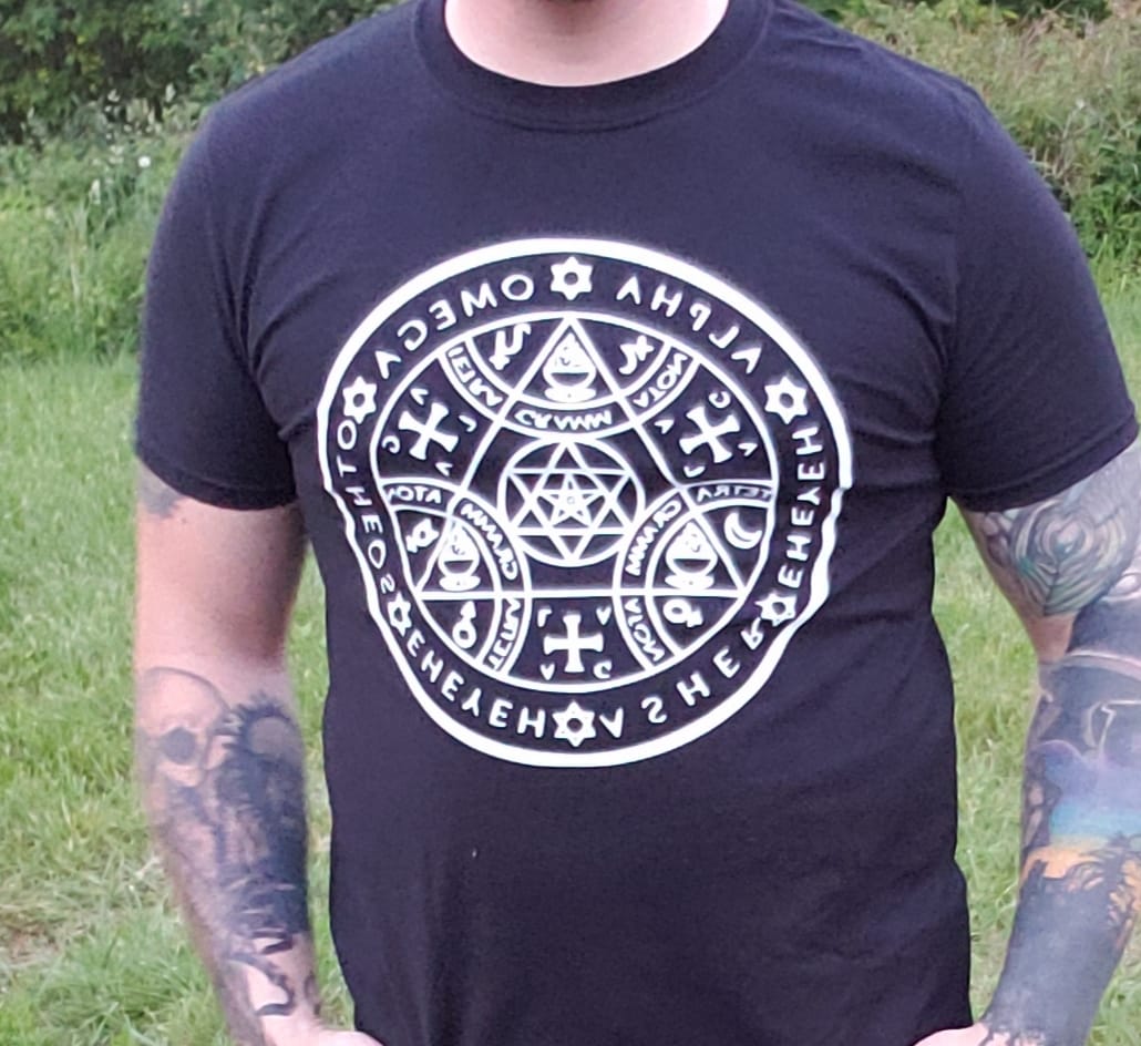 Enochian Symbol Of Protection Graphic Tee in White - BlackTreeBlueRaven
