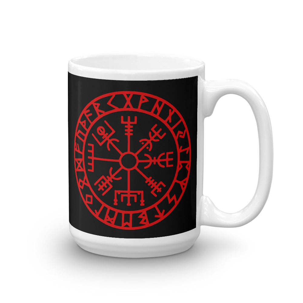 Coffee Tea Viking Mug Runic Vegvisir Viking Compass Sigil For Protection and Guidance - BlackTreeBlueRaven