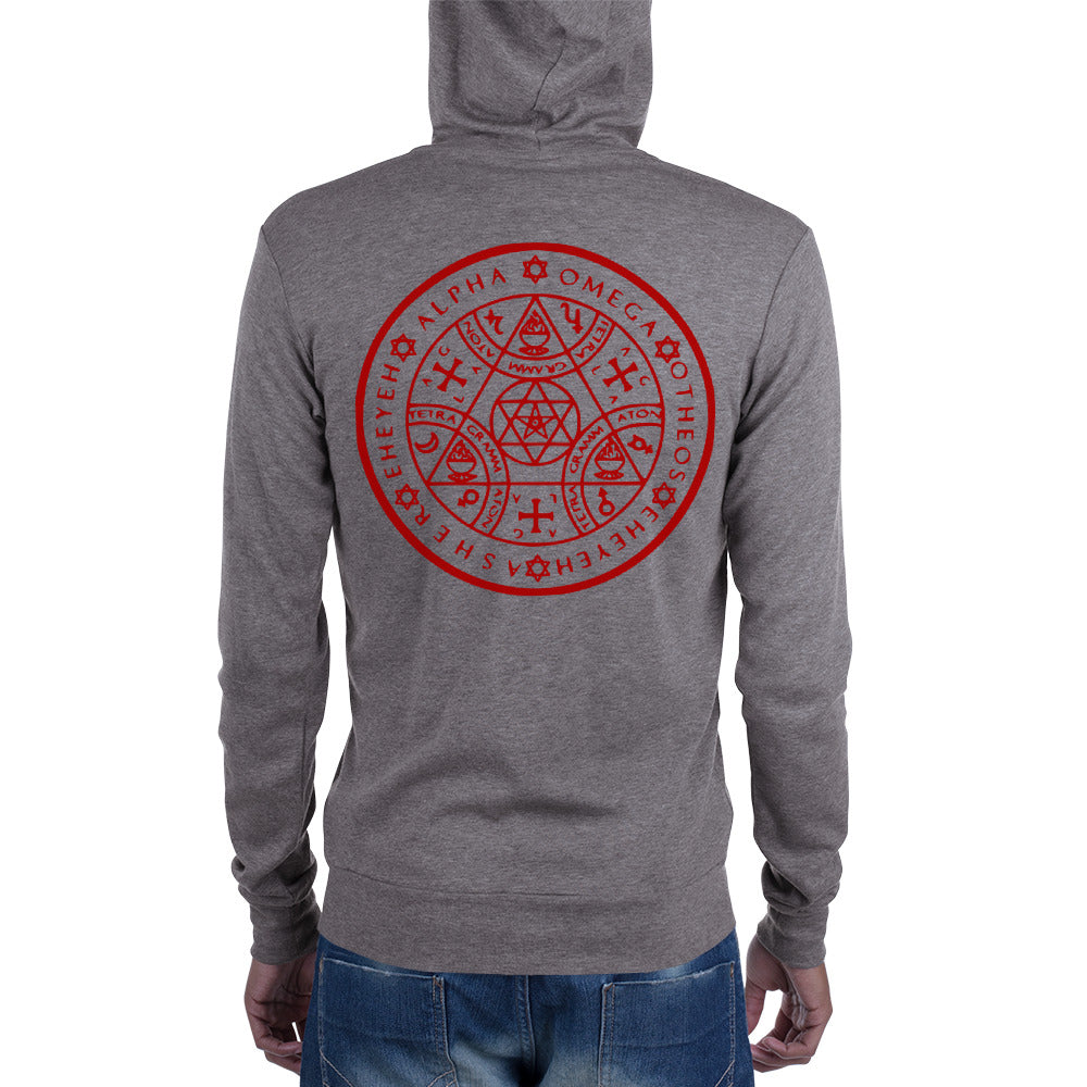 Unisex lightweight zip hoodie Enochian Double Protection!! - BlackTreeBlueRaven