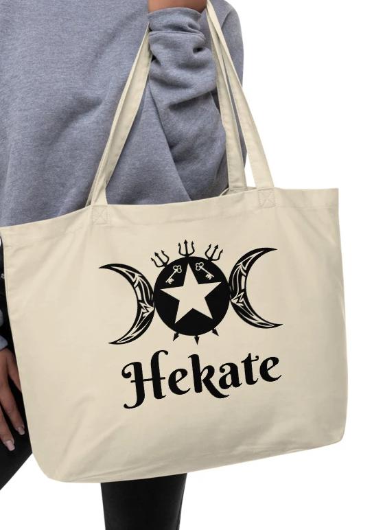 Large organic tote bag "Hekate" Tribal Original Art Sigil Bag! - BlackTreeBlueRaven