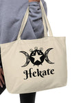Large organic tote bag "Hekate" Tribal Original Art Sigil Bag! - BlackTreeBlueRaven
