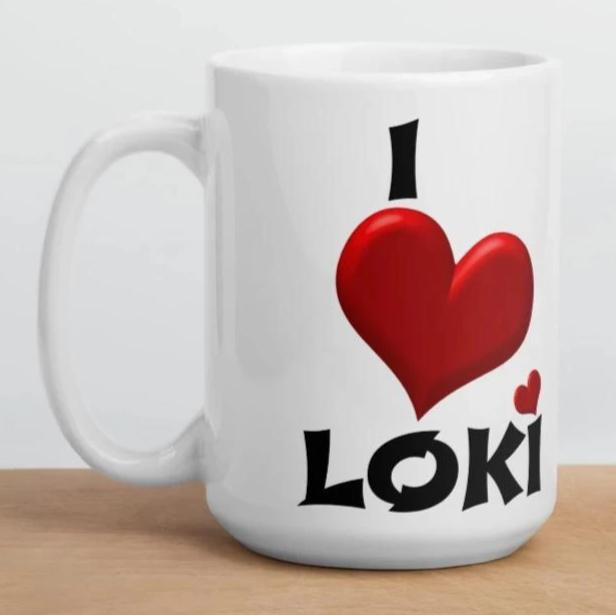 The Norse God of Mischief Loki "I Love Loki" Heart Mug 11oz or 15oz