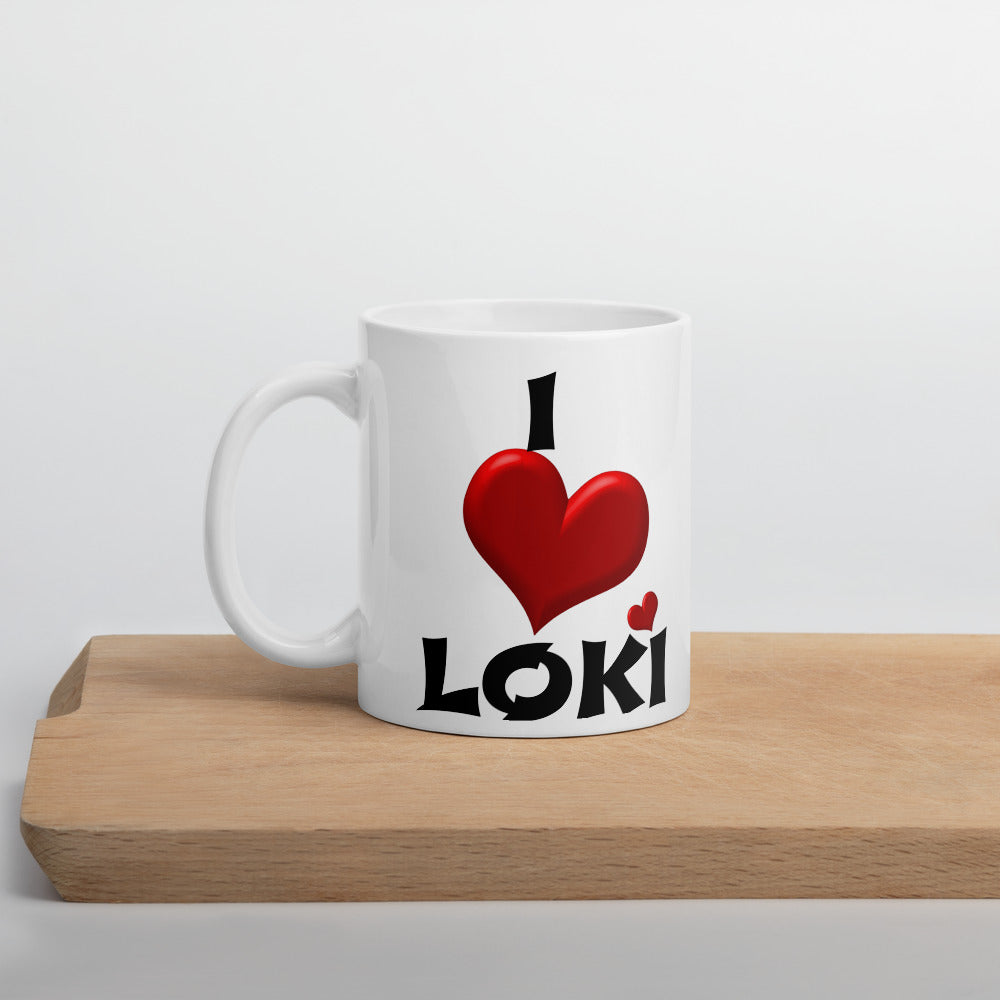 The Norse God of Mischief Loki "I Love Loki" Heart Mug 11oz or 15oz