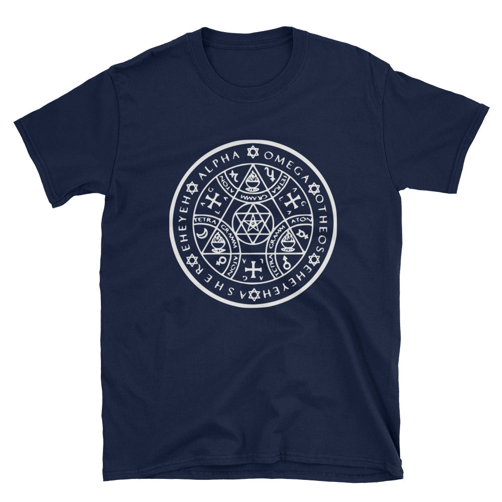Enochian Symbol Of Protection Graphic Tee in White - BlackTreeBlueRaven