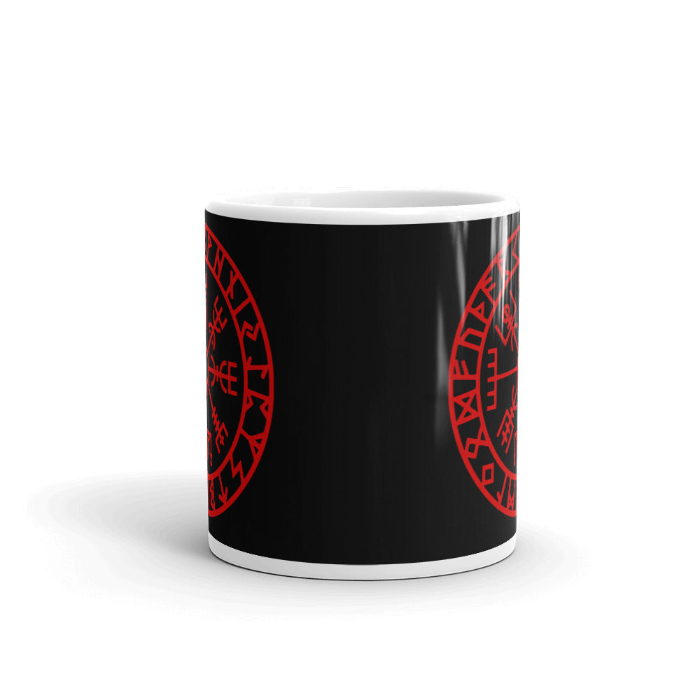 Coffee Tea Viking Mug Runic Vegvisir Viking Compass Sigil For Protection and Guidance - BlackTreeBlueRaven